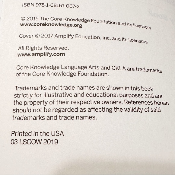 AMPLIFY Core Knowledge Language Arts Skills 4 Activity Book Grade K New & Unused - Picture 4 of 5